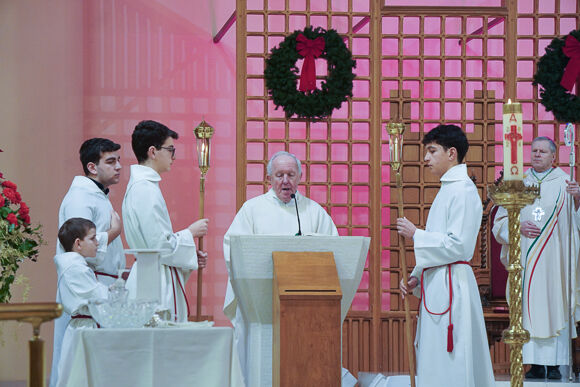 Canon John O'Donovan proclaims the Gospel at the opening Mass of the Jubilee Year celebrated at the Cathedral of St. Mary and St. Anne, Cork