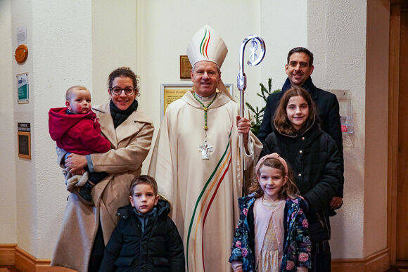 Grace and Padraig Cantillon-Murphy and familywith Bishop Fintan at opening Mass of the Jubilee Year celebrated at the Cathedral of St. Mary and St. Anne, Cork, (Pic. Michael Kozlowski)